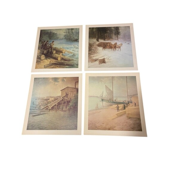 Victor Casenelli Art Prints Historical Muskegon , MI Lumbering 1960 Set Of 12 - Picture 5 of 8